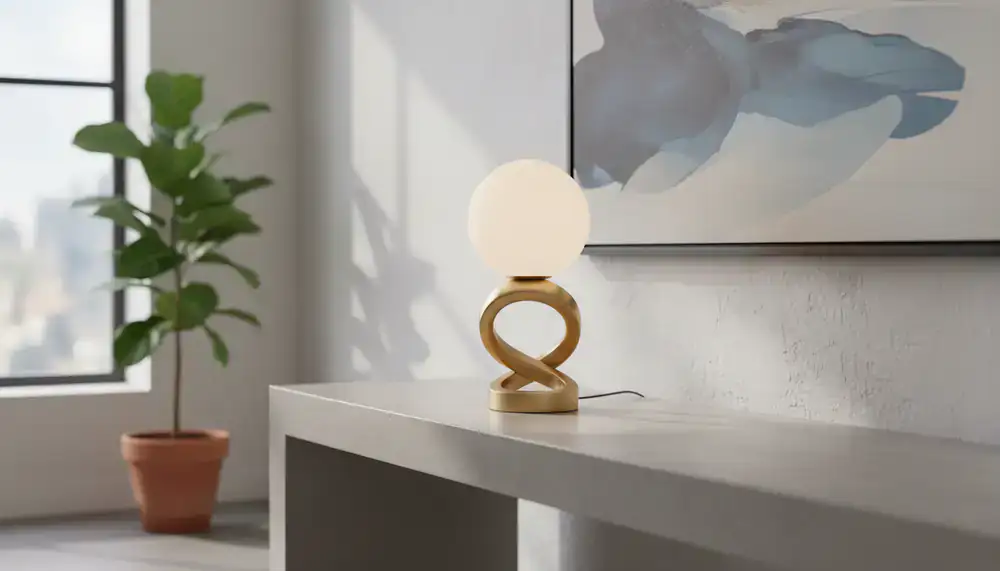 Vue d'ensemble d'un salon luxueux éclairé par nos lampes de table design